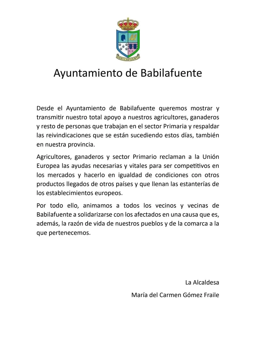 Foto 2 - Ayuntamientos y empresas muestran su total apoyo a las protestas de agricultores y ganaderos 