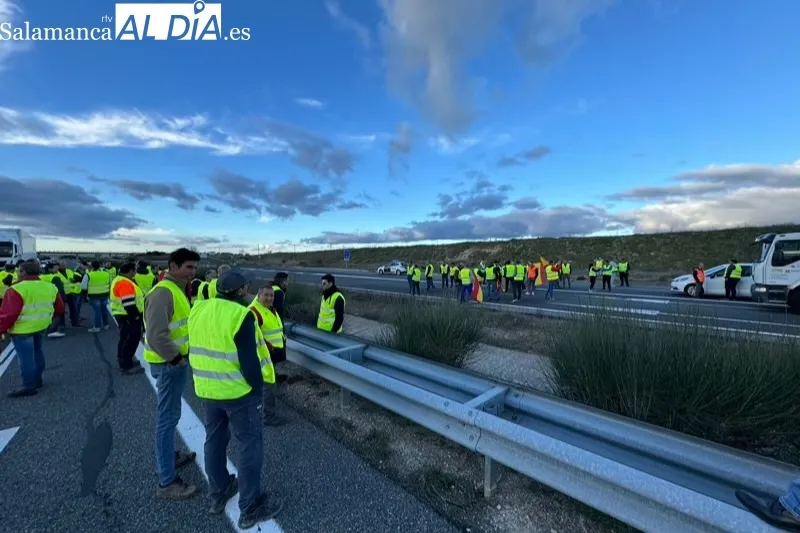Los agricultores cortan de nuevo la A-50 en Peñaranda