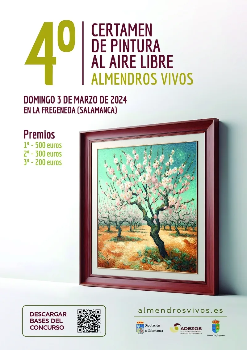 El IV Certamen de Pintura Al Aire Libre 'Almendros Vivos' está promovido por Adezos con la colaboración de la Diputación y el Ayuntamiento de La Fregeneda