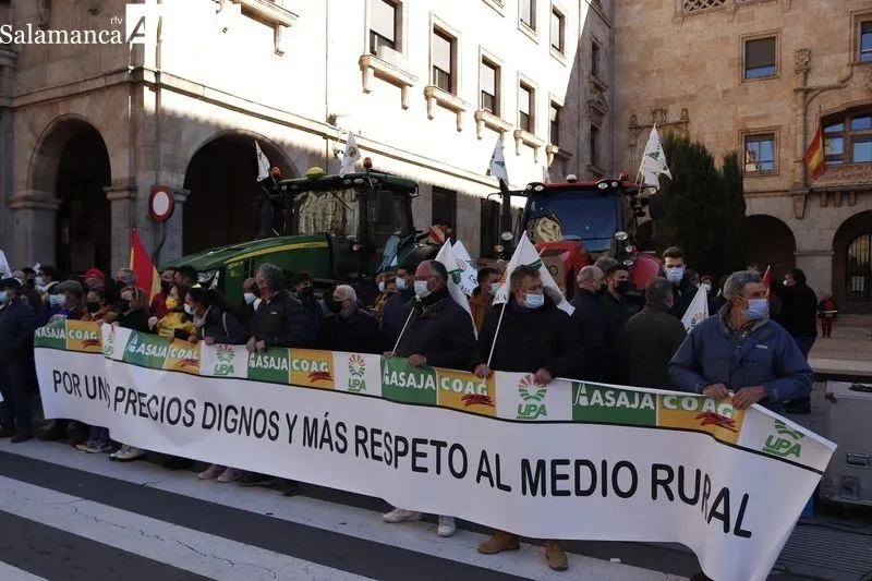 Imagen de la última protesta del sector agrario en la capital salmantina