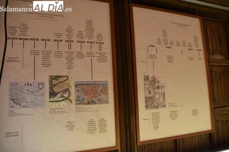 Exposición 'El león y la Pluma', en la Sala de la Columna del Edificio de las Escuelas Mayores de la USAL. Foto de Vanesa Martins