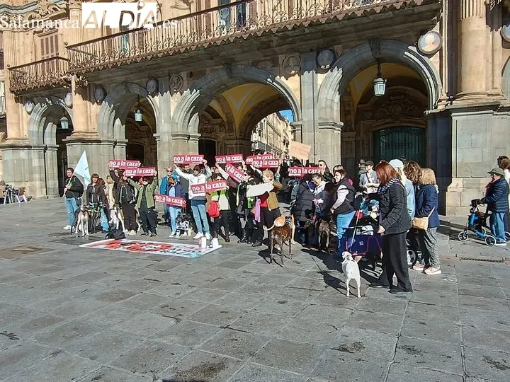 Salamanca se manifiesta contra la caza con perros | FOTOS: César García 