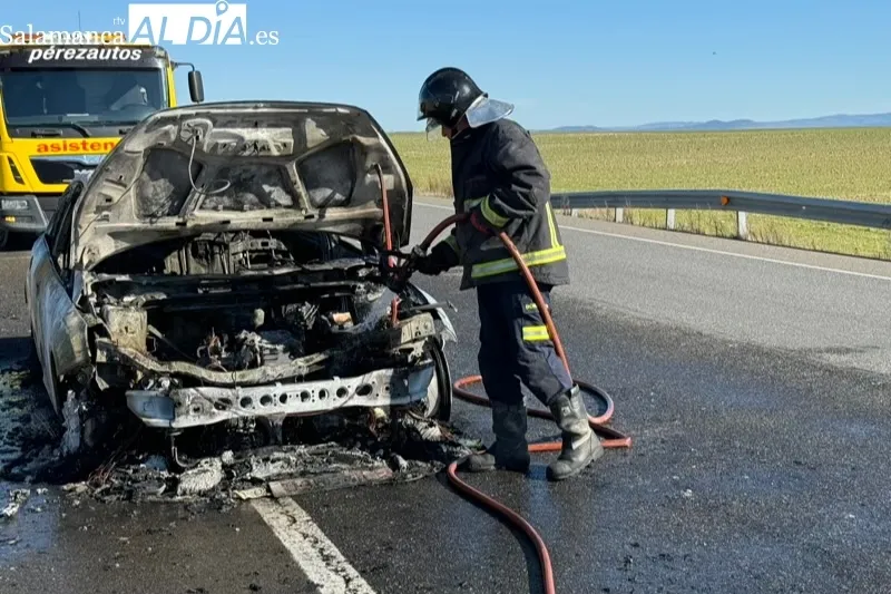 Incendio en un coche en la N-501