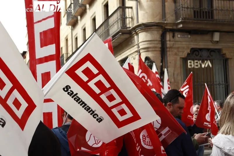 Protesta de empleados de la banca en Salamanca. Foto de Raúl Riego