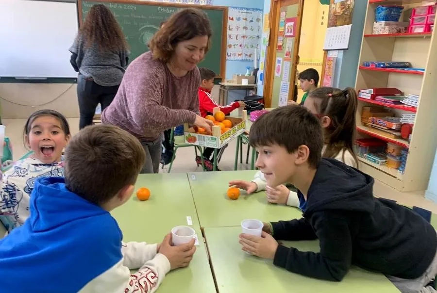 Foto 3 - La AMPA del Colegio Mir&oacute;briga reparte un almuerzo saludable a base de fresas y mandarinas
