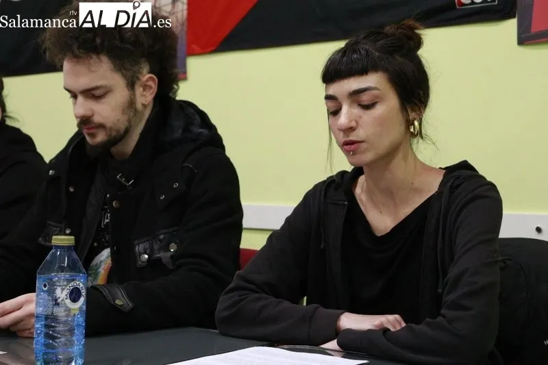 Rueda de prensa de Juventud Unida y otros colectivos sociales y sindicatos obreros de la ciudad de Salamanca. Foto de Raúl Riego