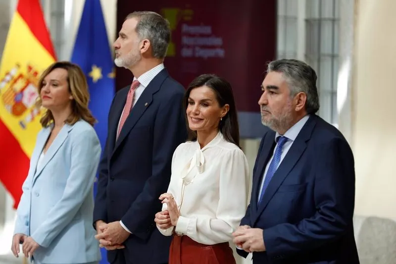 La Reina Letizia, durante la entrega de los Premios Nacionales del Deporte 2022 en el Palacio de El Pardo - EUROPA PRESS