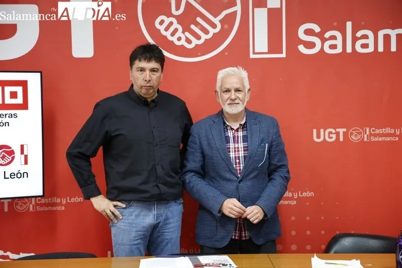 Rueda de prensa de José Antonio Gallego, secretario general CCOO Salamanca, y Marcelino Muñoz, secretario General UGT Salamanca. Foto: David Sañudo