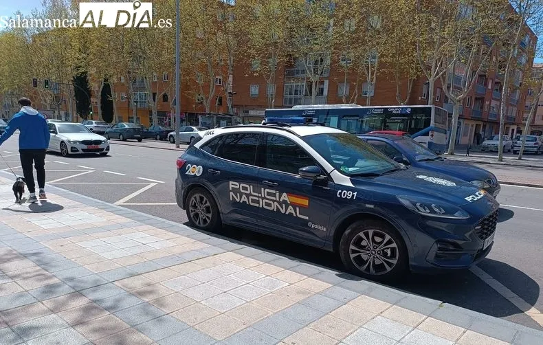 Un coche de la Policía Nacional a las puertas del Multiuso. Foto: C. García