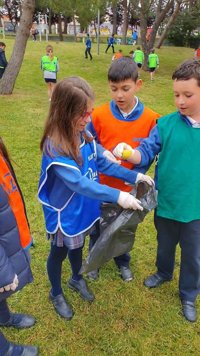 El alumnado del Colegio San José participa en una recogida de basuraleza en el Würzburg.