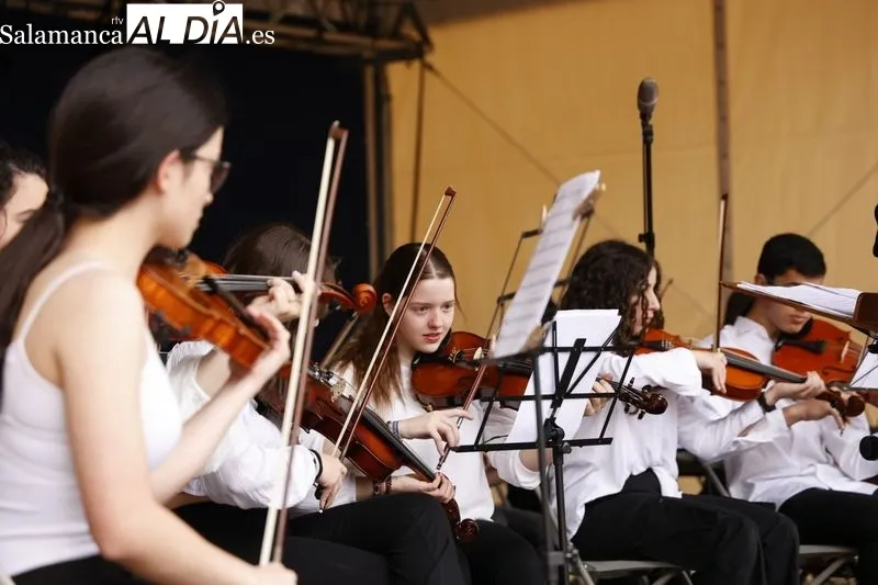 Concierto de la Escuela Municipal de Música y Danza de Salamanca en la Plaza Mayor. Fotos: David Sañudo