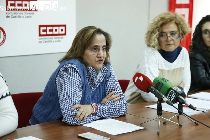 Rueda de prensa conjunta de Comisiones Obreras y UGT sobre el bloqueo de la negociación en el convenio de sanidad privada de Salamanca. Foto: David Sañudo
