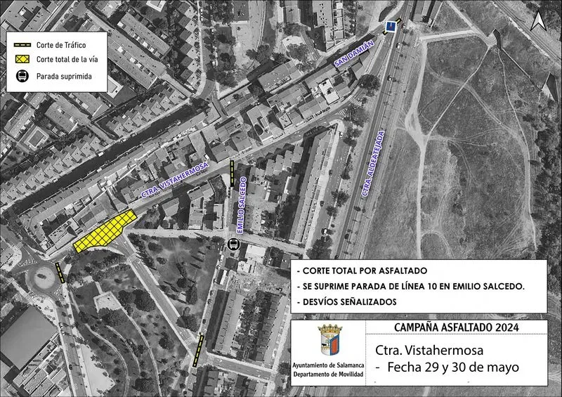 Foto 2 - Cortes de tr&aacute;fico, desv&iacute;os y estrechamientos desde este lunes por la renovaci&oacute;n de asfaltado en Salamanca