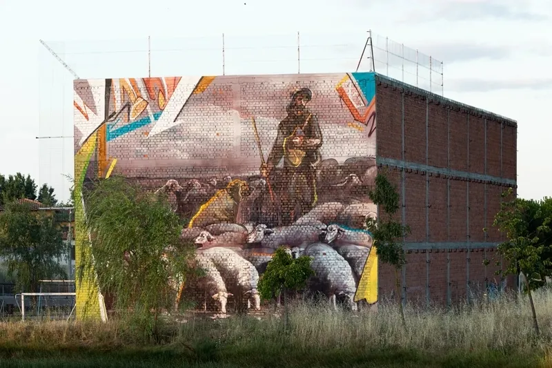 Algunos ejemplos de pinturas murales sobre los trabajos del campo en la provincia de Salamanca. Fotos: Street Art Provincia Salamanca.