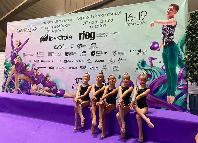 Equipo prebenjamín del Club Rítmica Salamanca en el Campeonato de España Base en Santander. Foto: Real Federación Española de Gimnasia