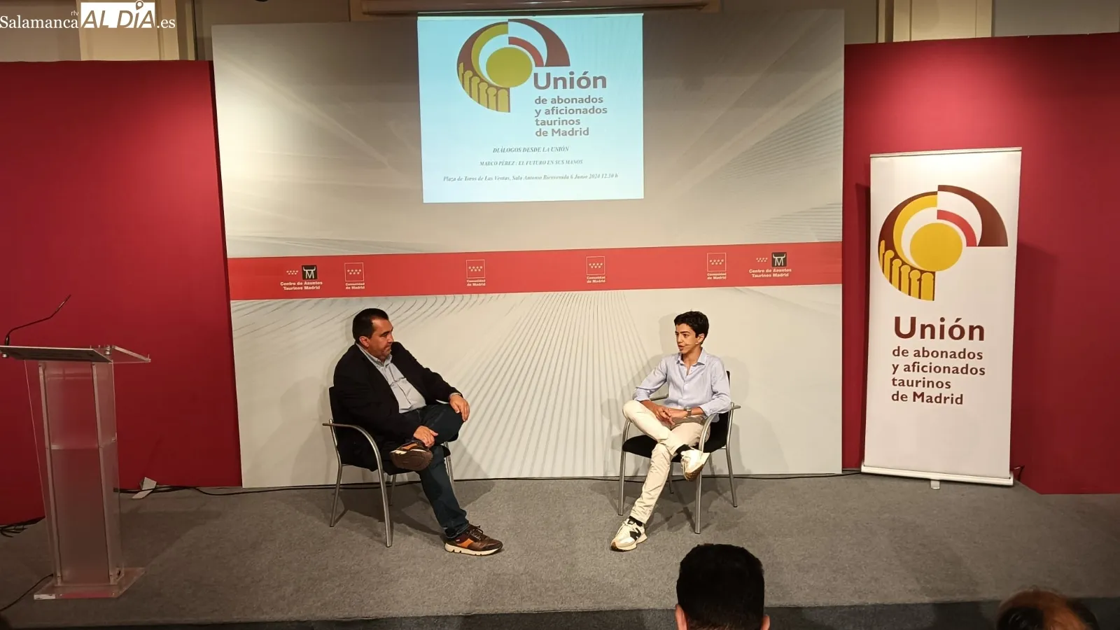 Marco Pérez en el coloquio de esta mañana en Las Ventas. | Fotos: Toni Sánchez