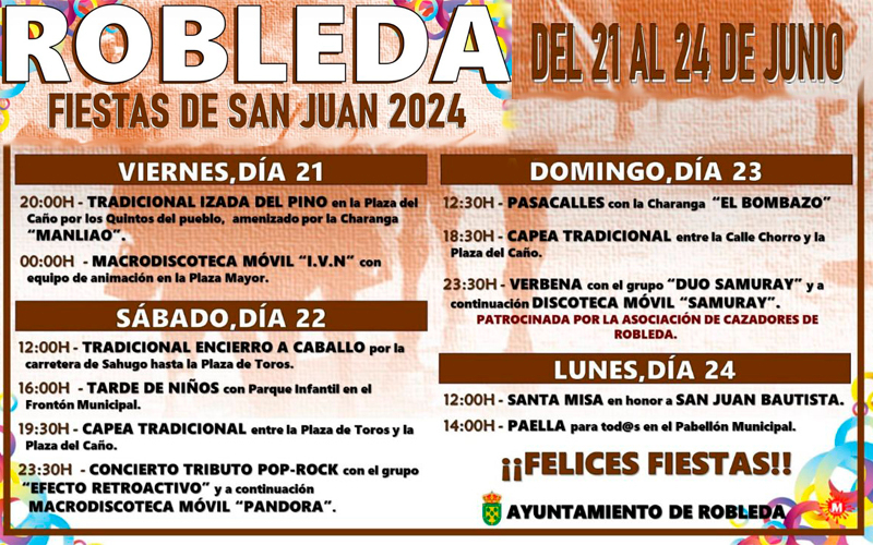 Programa fiestas San Juan 24 Robleda