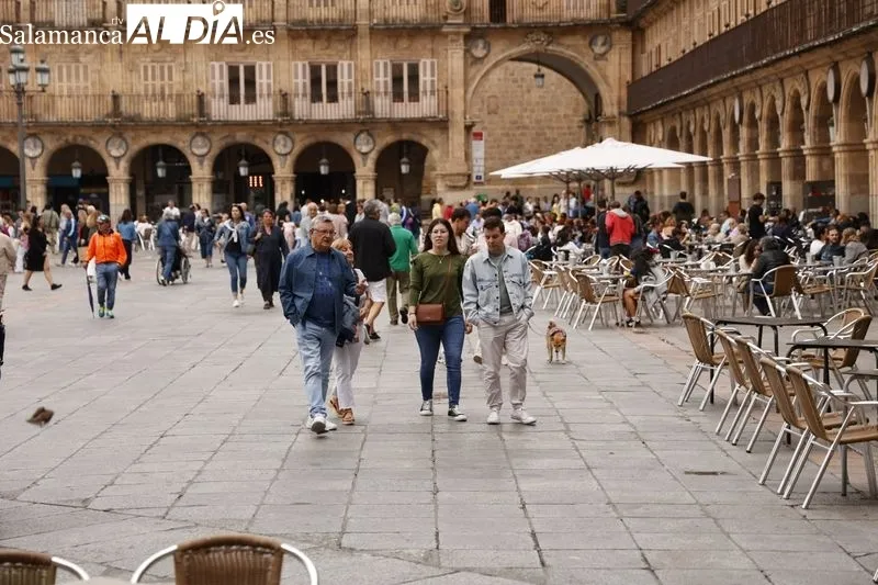 Salmantinos y turistas llenan el centro de Salamanca desafiando al tiempo  | FOTOS: David Sañudo