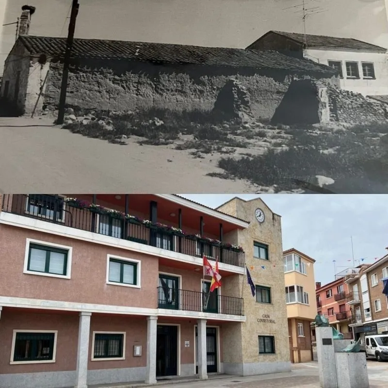 Imágenes del antiguo y el actual Ayuntamiento