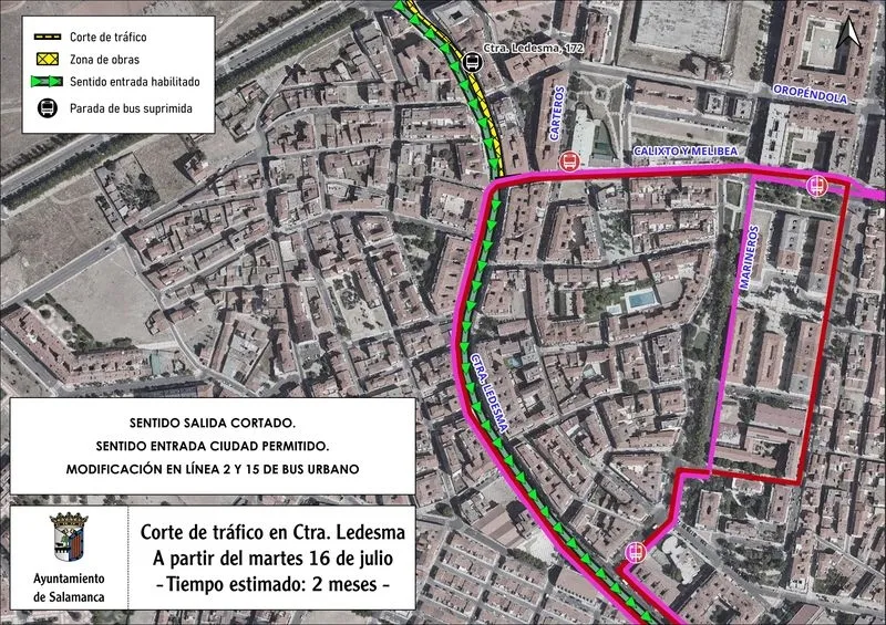 Foto 2 - Atenci&oacute;n a los cortes y desv&iacute;os de tr&aacute;fico en la Carretera de Ledesma y la avenida de la Aldehuela