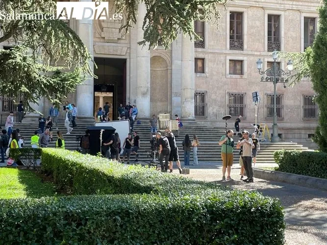 La Plaza de Anaya durante el rodaje | FOTOS: Miguel González 