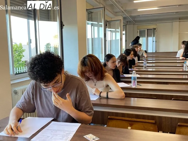 Preparativos del primer examen de la convocatoria de julio de la EBAU en la Facultad de Ciencias. Foto de Miguel González