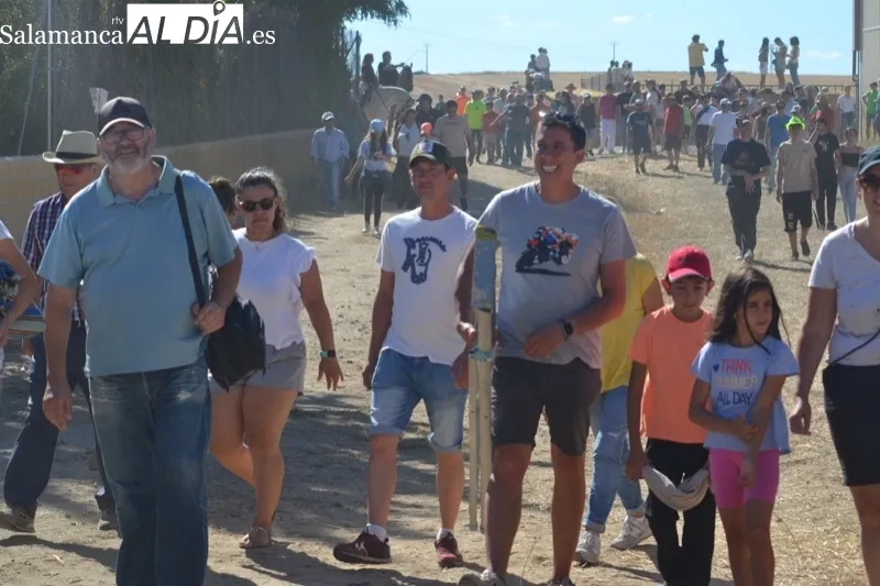 Foto 3 - Jinetes, aficionados y vecinos abarrotan Macotera para vivir su h&iacute;storico encierro a caballo