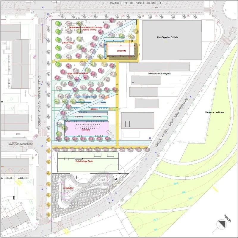 El boceto inicial de este proyecto contempla una plaza pública de 7.500 metros cuadrados