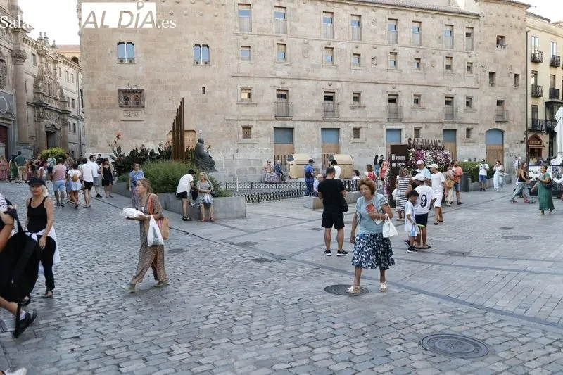 Sombras y lugares frescos, los elegidos por turistas y salmantinos para huir del calor | FOTO: David Sañudo