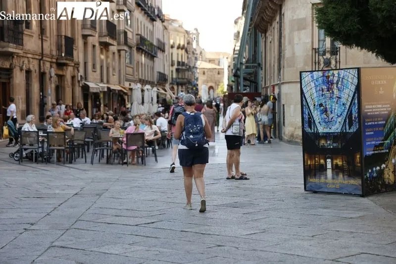 Sombras y lugares frescos, los elegidos por turistas y salmantinos para huir del calor | FOTO: David Sañudo