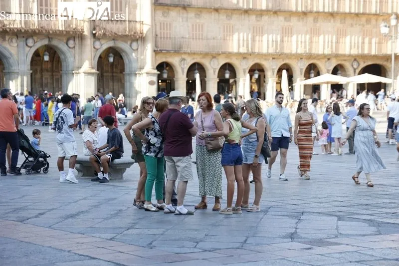 Sombras y lugares frescos, los elegidos por turistas y salmantinos para huir del calor | FOTO: David Sañudo