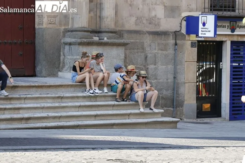 Sombras y lugares frescos, los elegidos por turistas y salmantinos para huir del calor | FOTO: David Sañudo