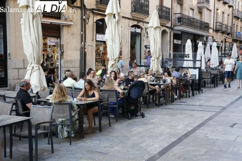 Sombras y lugares frescos, los elegidos por turistas y salmantinos para huir del calor | FOTO: David Sañudo