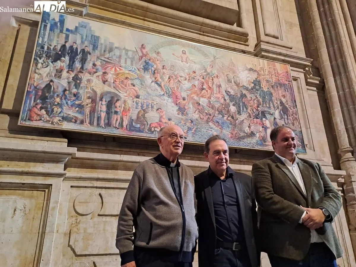 Inauguración en la Catedral de Salamanca del cuadro 'Jesús como piedra angular de la humanidad', del artista de Guijuelo José Antonio Muñoz Bernardo. Foto de Víctor Jiménez
