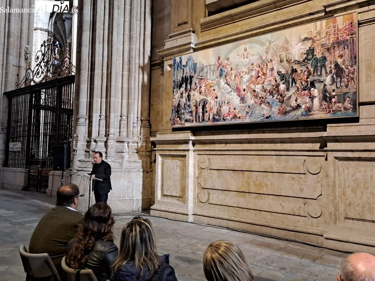 Inauguración en la Catedral de Salamanca del cuadro 'Jesús como piedra angular de la humanidad', del artista de Guijuelo José Antonio Muñoz Bernardo. Foto de Víctor Jiménez