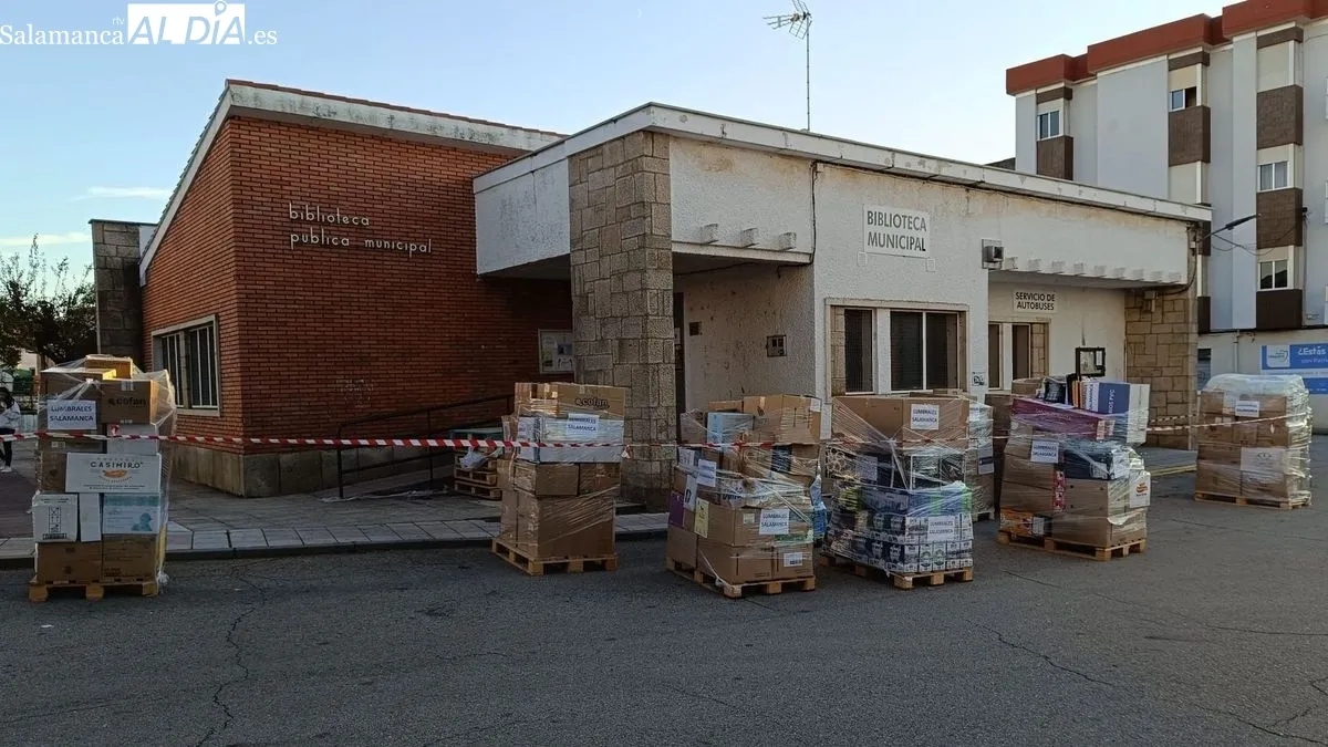 Un grupo de voluntarios preparó los palés que fueron cargados en un camión