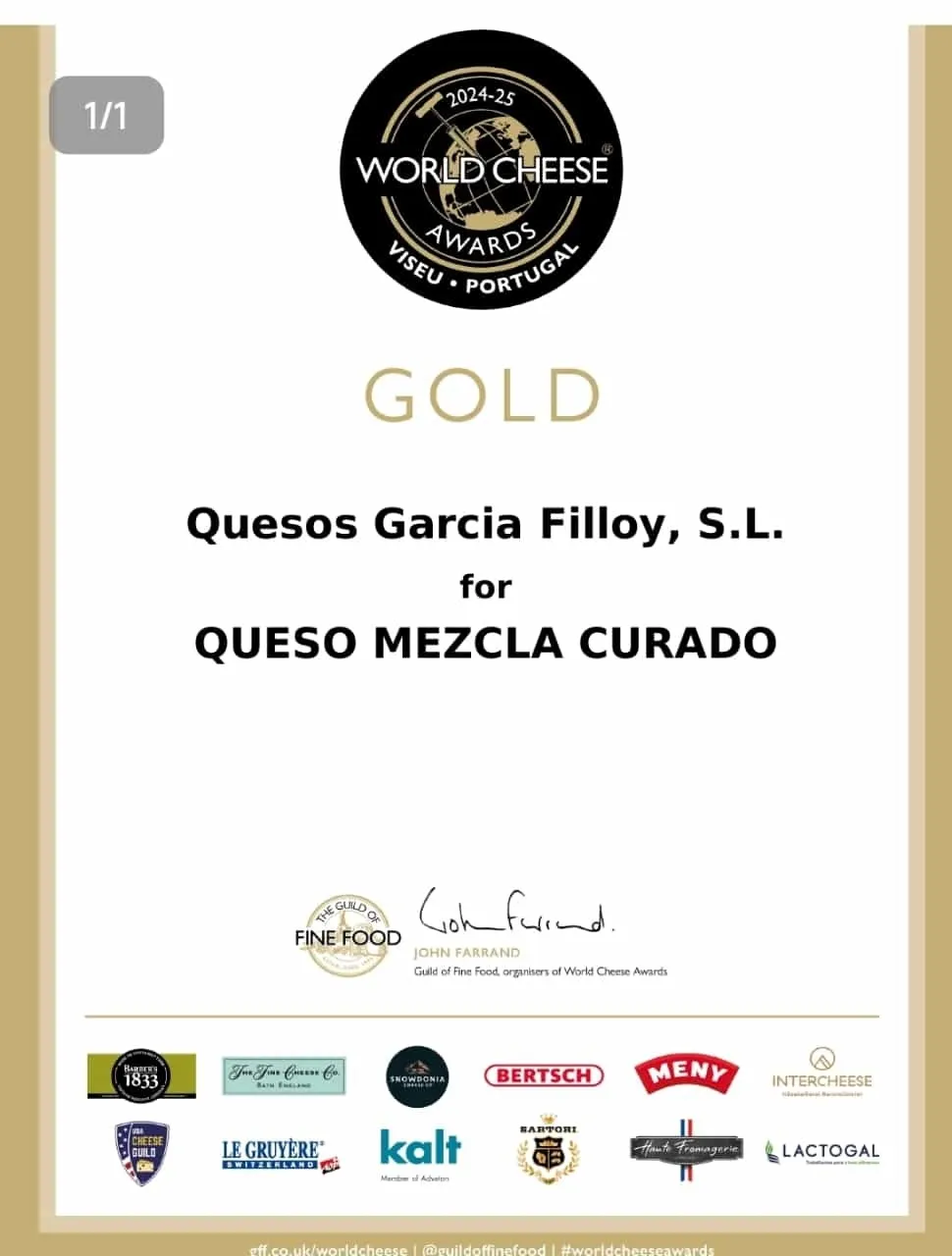García Filloy suma tres premios más a sus quesos de oveja y mezcla elaborados en La Fregeneda