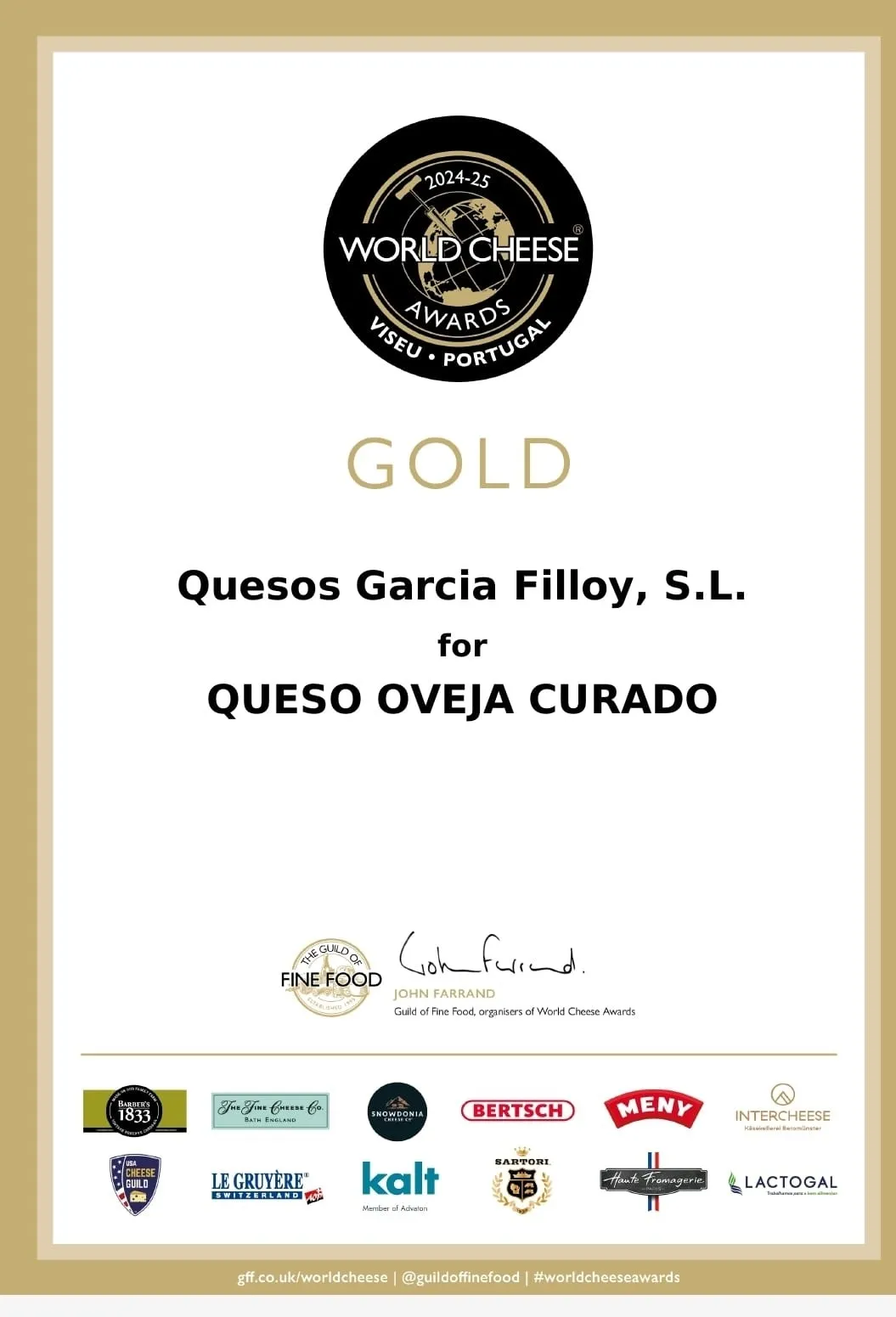 García Filloy suma tres premios más a sus quesos de oveja y mezcla elaborados en La Fregeneda