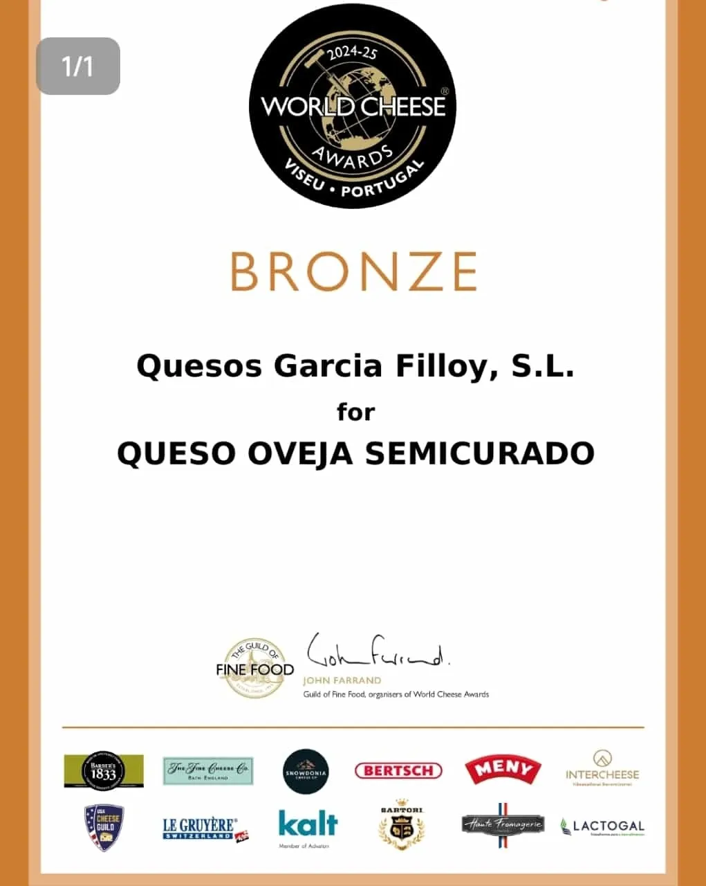 García Filloy suma tres premios más a sus quesos de oveja y mezcla elaborados en La Fregeneda
