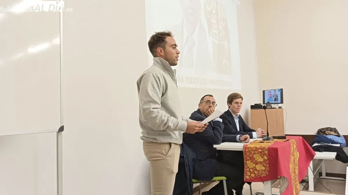 Borja Jiménez y Domingo Delgado de la Cámara, en la charla en la Universidad Pontificia