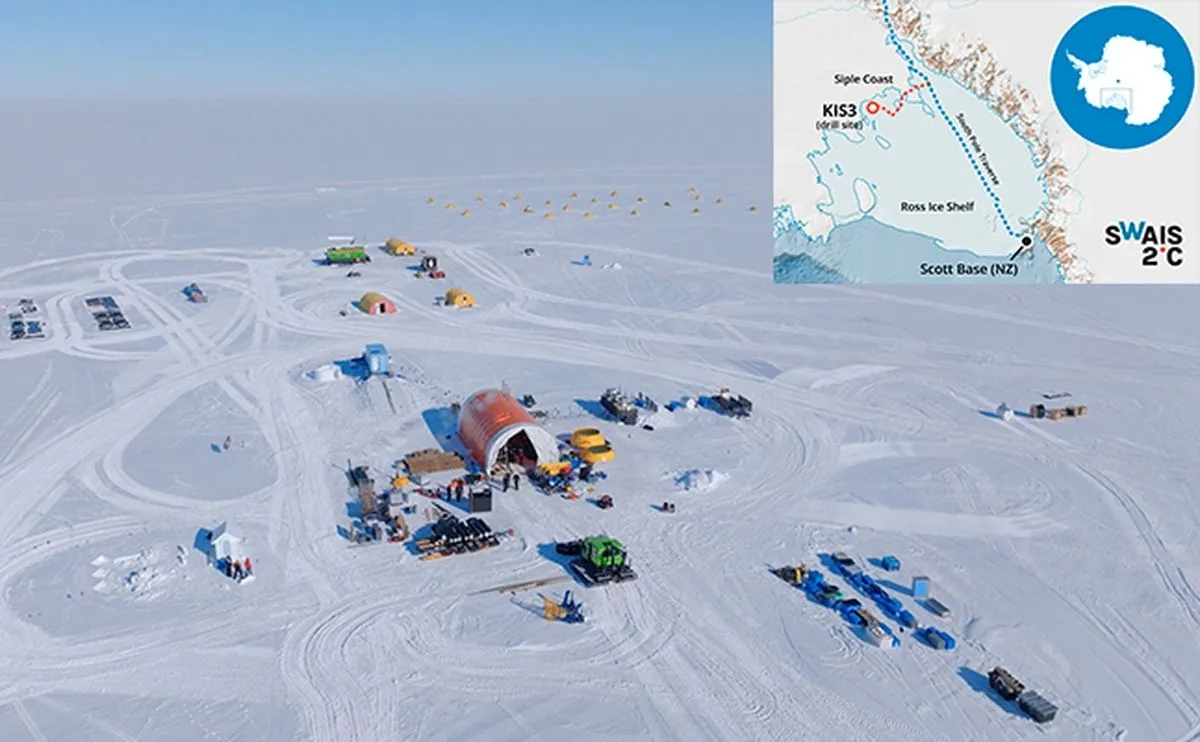Campamento base del programa científico internacional 'SWAIS2C' en la plataforma de hielo del Mar de Ross