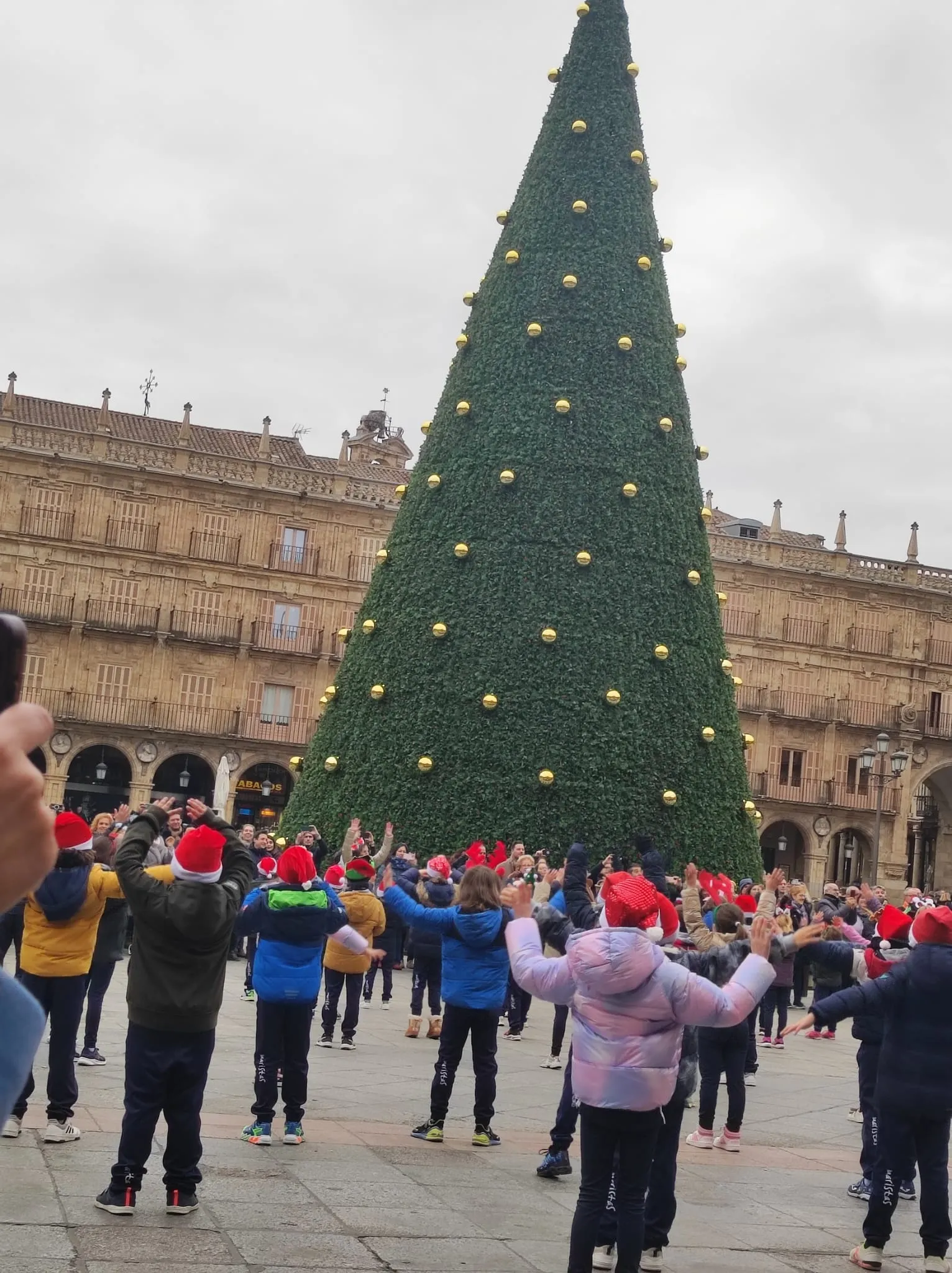 Foto 3 - La Plaza Mayor de Salamanca se llena de luz y alegr&iacute;a con el flashmob de los alumnos de Maristas