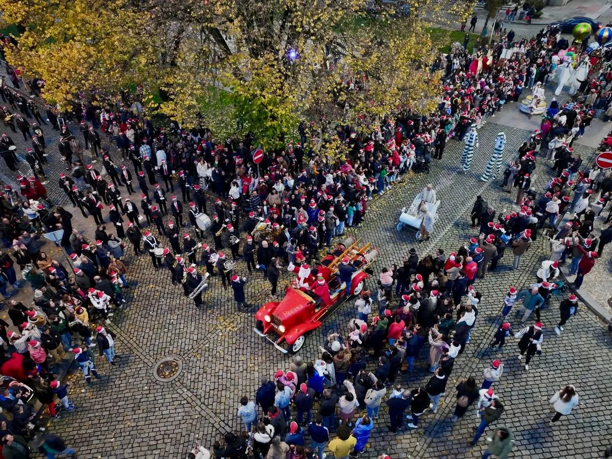Papá Noel llegando a Bragança