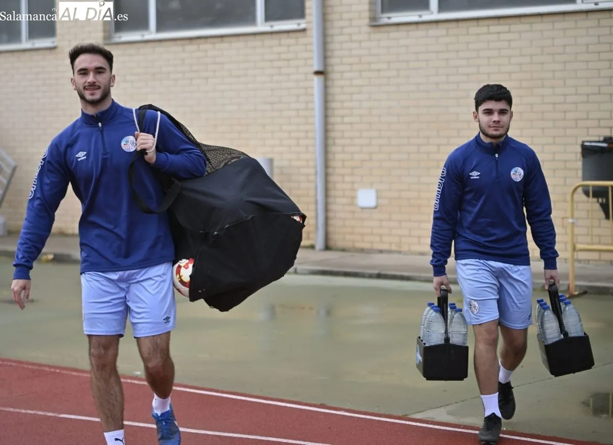 Entrenamiento del Salamanca UDS, esta mañana, en las Pistas del Helmántico