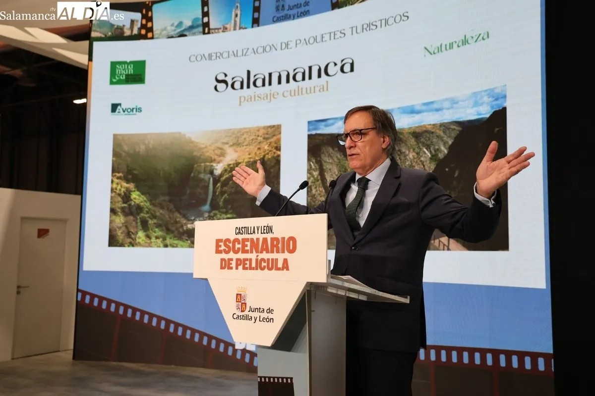 Presentación en Fitur de la oferta turística de la ciudad de Salamanca, a cargo del alcalde Carlos García Carbayo. Foto de David Sañudo
