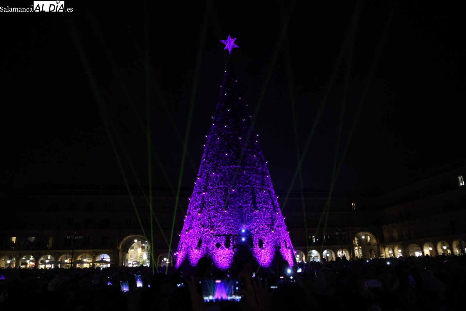 Identificado un joven por saltar el perímetro del árbol de Navidad de la Plaza Mayor