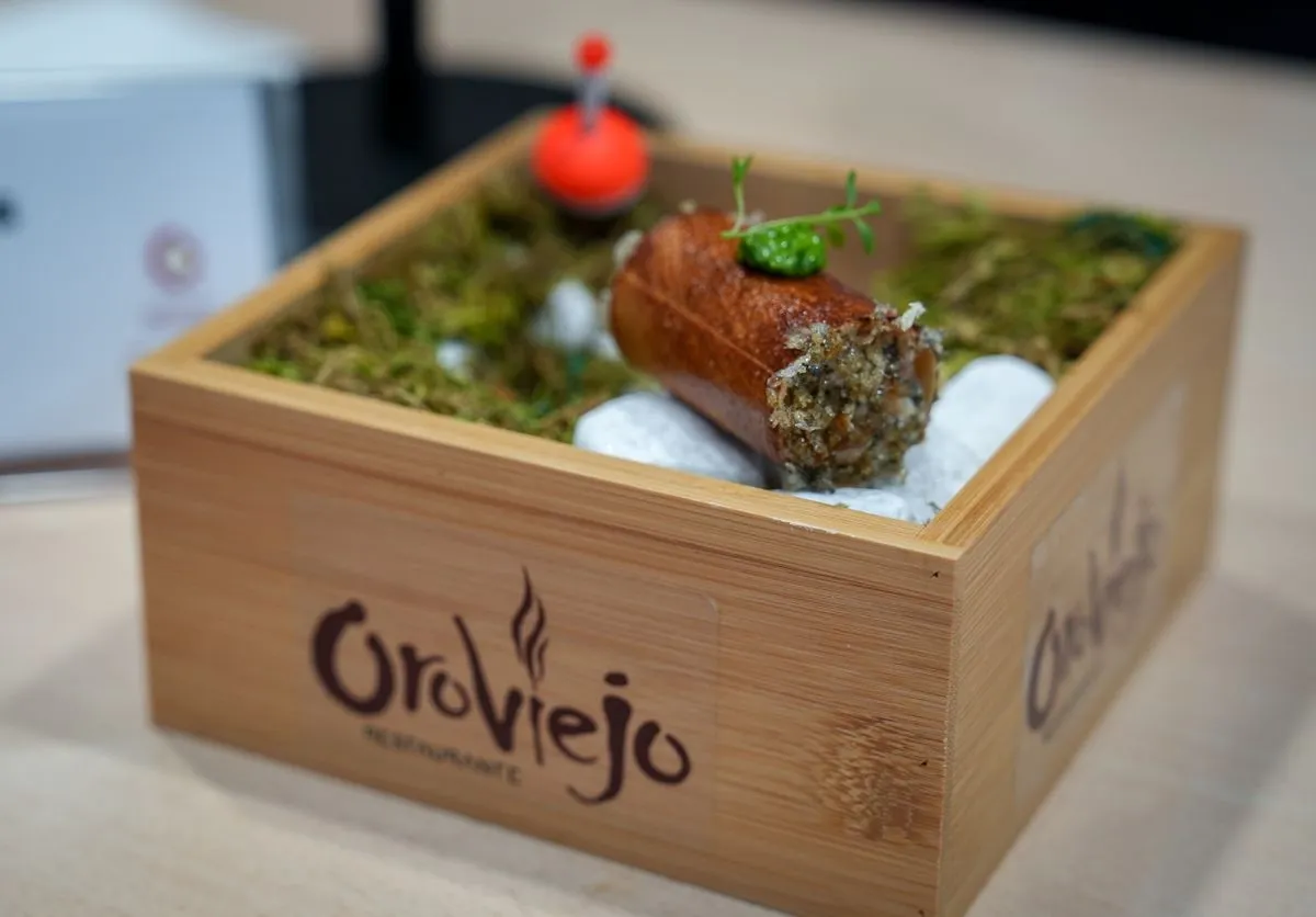 Tapa “Canelón del Tormes” de Héctor Carabias, del Restaurante Oroviejo, en Madrid Fusión 