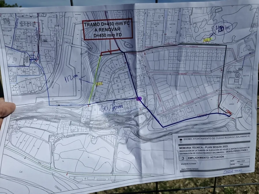 Plano de la actuación que se está acometiendo en Ciudad Rodrigo con los planes de Sequía 2023 y 2024