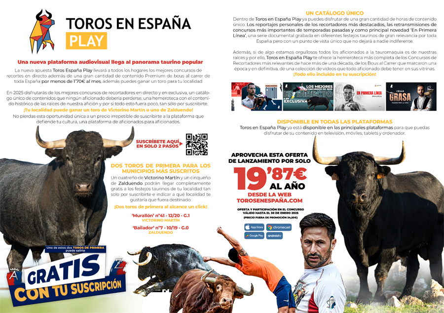 plataforma online taurina regalará dos toros  localidad que más suscritos tenga