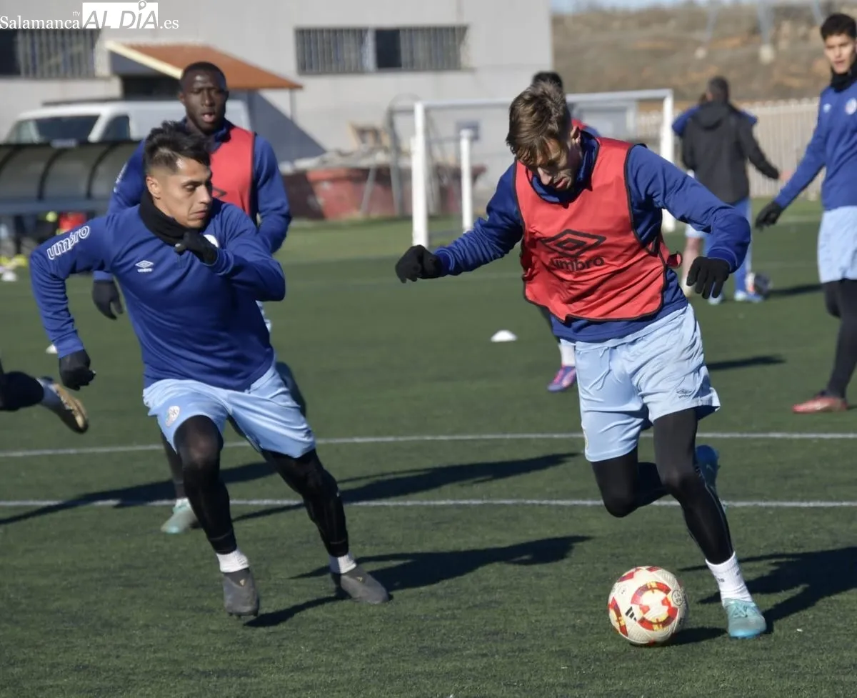 Entrenamiento del Salamanca UDS, esta mañana, en el Tori